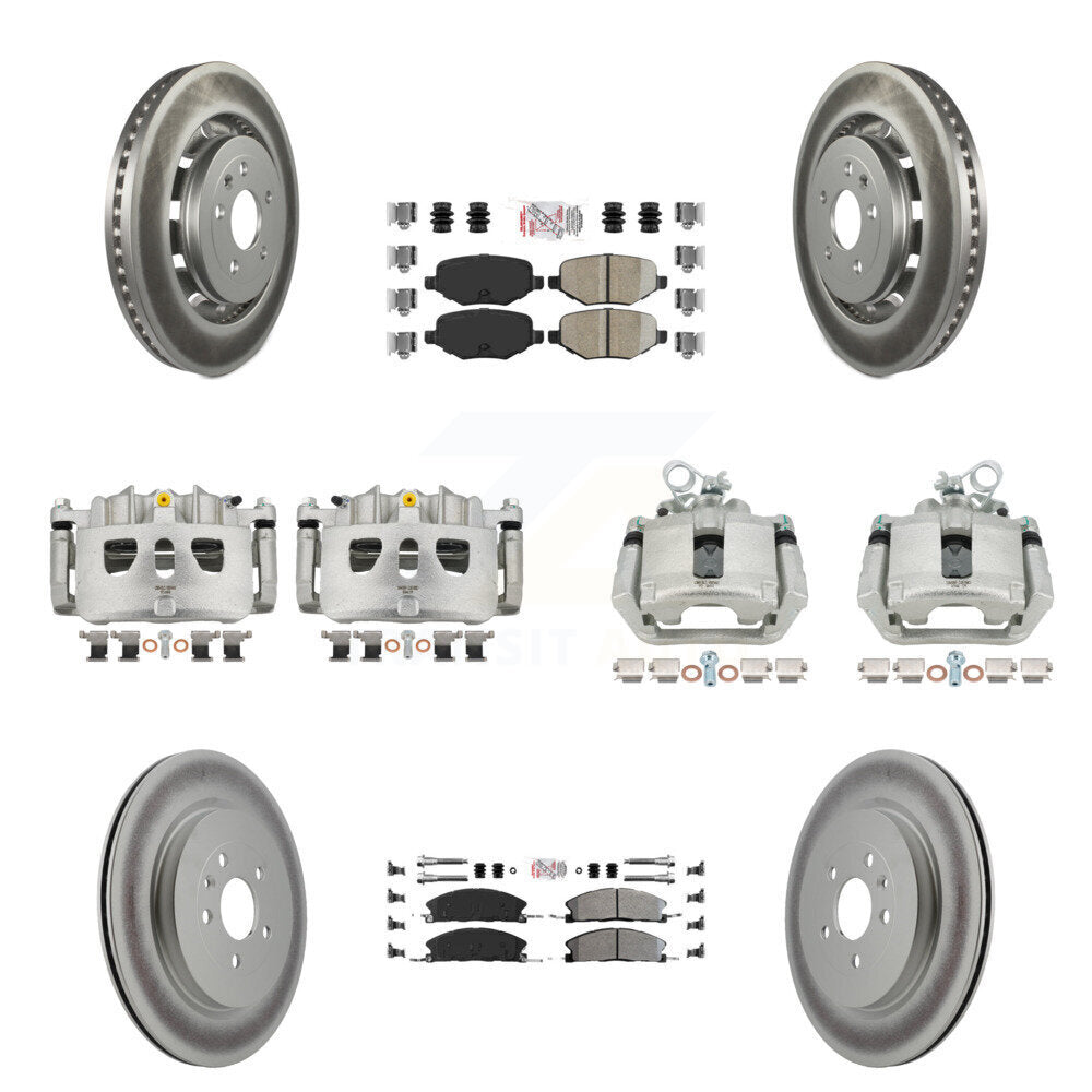 Front Rear Brake Caliper Coat Rotors Ameribrakes Pad Kit (10Pc) For Ford Explorer Police KCG-102258N