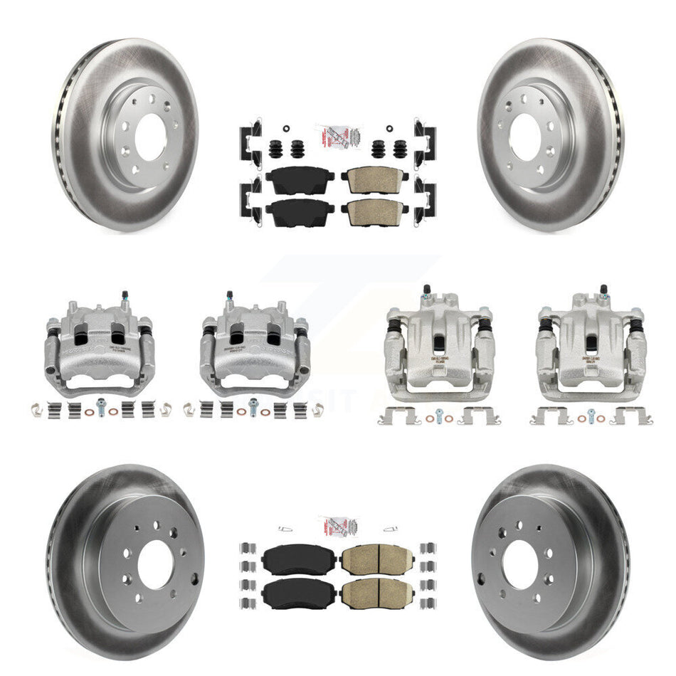 Front Rear Disc Brake Caliper Coat Rotor Ceramic Pad Kit (10Pc) For Mazda CX-7 Ford Edge KCG-102269N