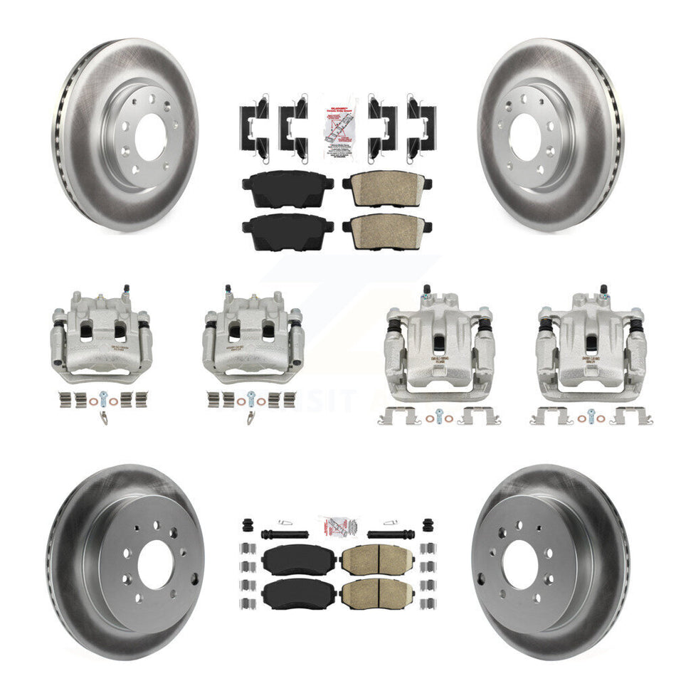 Front Rear Brake Caliper Coat Rotor Ceramic Pad Kit (10Pc) For 2007-2009 Lincoln MKX FWD KCG-102276N