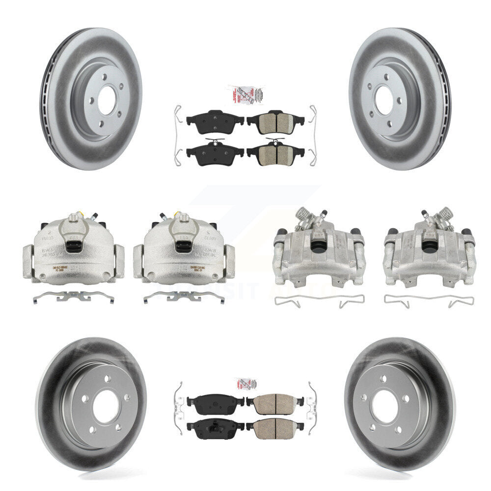 Front Rear Brake Caliper Coat Rotor & Ceramic Pad Kit (10Pc) For 2013-2018 Ford Focus ST KCG-102280N