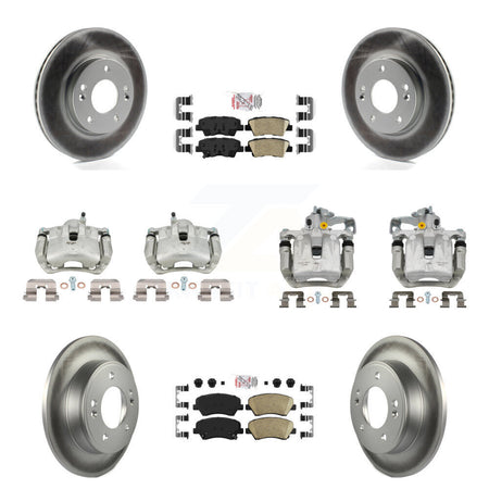 Front Rear Brake Caliper Coat Rotors & Ceramic Pad Kit (10Pc) For Hyundai Elantra GT Kia KCG-102282N