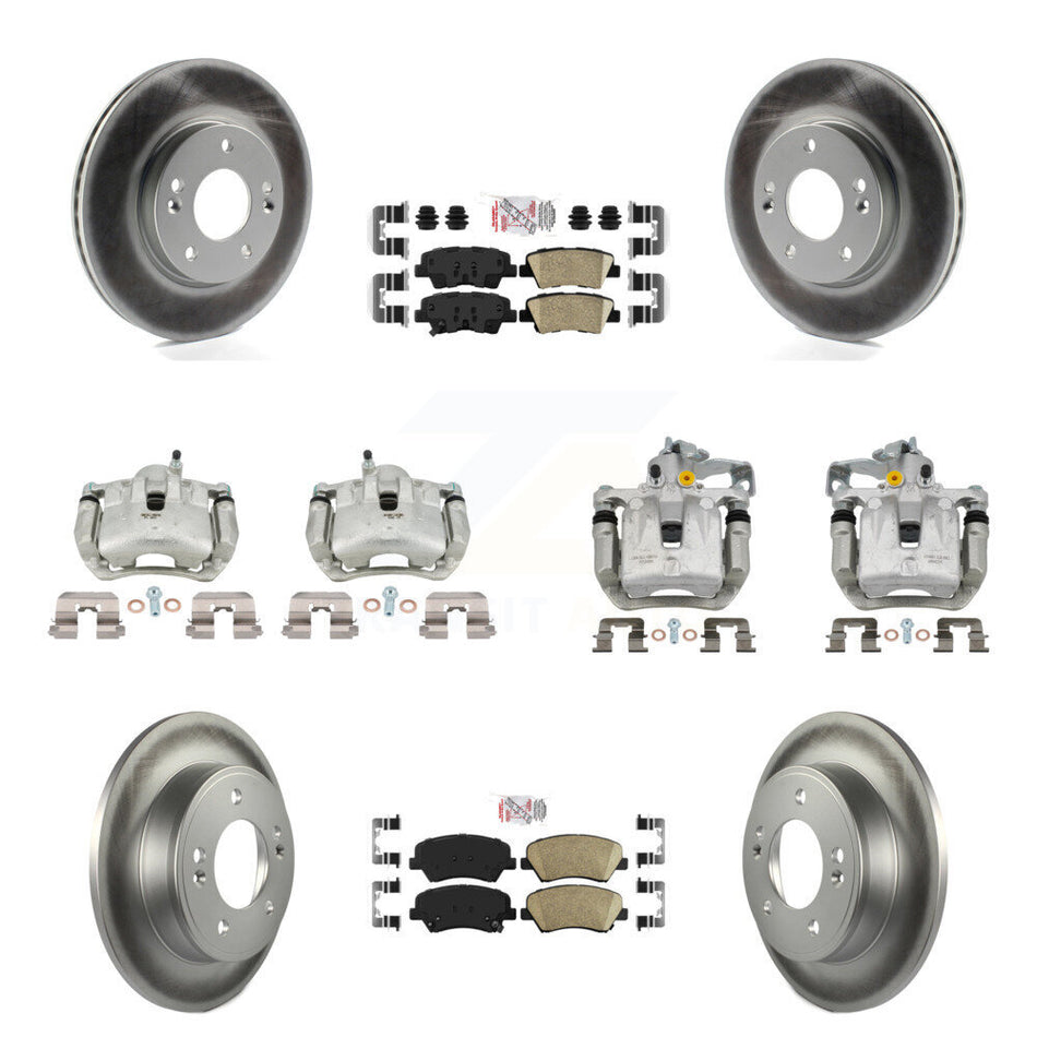Front Rear Brake Caliper Coat Rotors & Ceramic Pad Kit (10Pc) For Hyundai Elantra GT Kia KCG-102285N