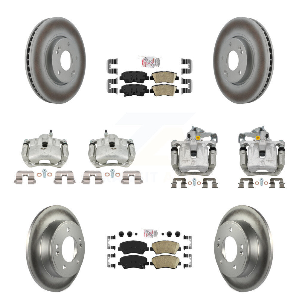 Front Rear Disc Brake Caliper Coat Rotor Ceramic Pad Kit (10Pc) For 2014 Kia Forte Sedan KCG-102288N
