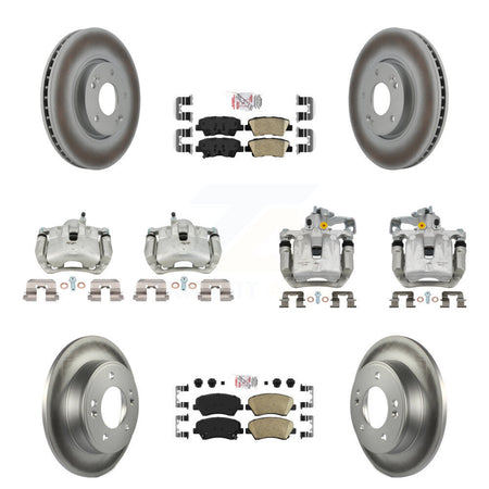 Front Rear Disc Brake Caliper Coat Rotor Ceramic Pad Kit (10Pc) For 2014 Kia Forte Sedan KCG-102288N