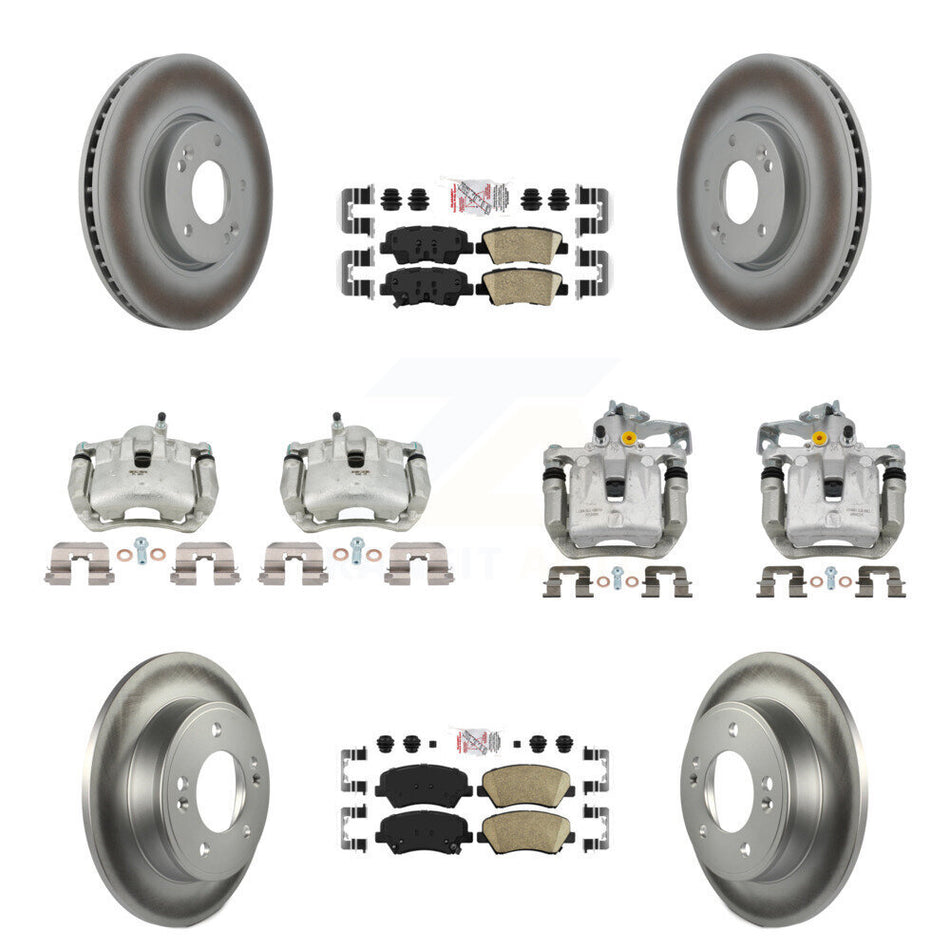 Front Rear Disc Brake Caliper Coat Rotor Ceramic Pad Kit (10Pc) For 2014 Kia Forte Sedan KCG-102290N