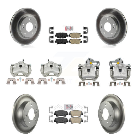 Front Rear Brake Caliper Coat Rotors & Ceramic Pad Kit (10Pc) For Hyundai Elantra GT Kia KCG-102292N
