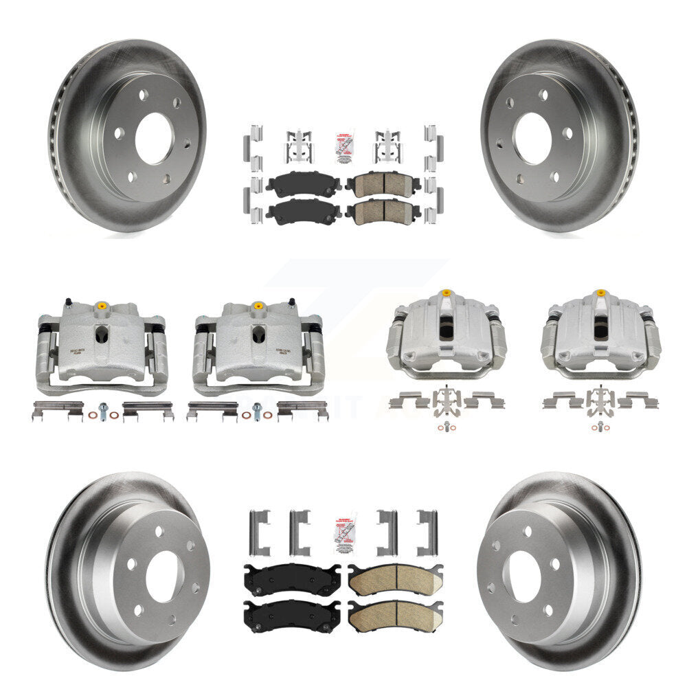 Front Rear Brake Caliper Coat Rotor & Ceramic Pad Kit (10Pc) For Chevrolet GMC Silverado KCG-102300N