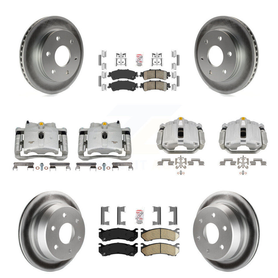 Front Rear Brake Caliper Coat Rotor & Ceramic Pad Kit (10Pc) For Chevrolet GMC Silverado KCG-102300N