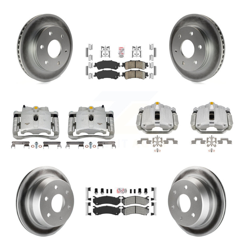 Front Rear Brake Caliper Coat Rotor Ameribrakes Pad Kit (10Pc) For Chevrolet GMC 1500 XL KCG-102301N