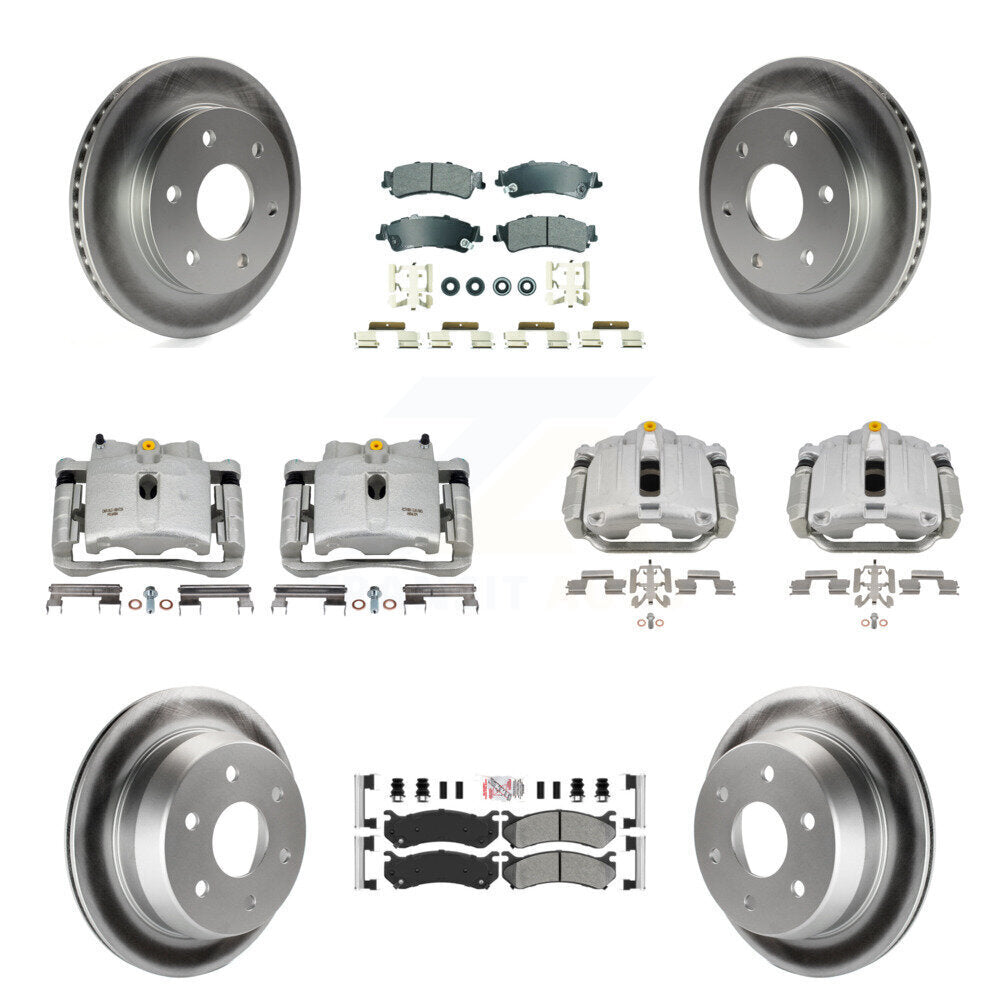 Front Rear Brake Caliper Coat Rotors Semi-Metallic Pad Kit (10Pc) For Chevrolet GMC 1500 KCG-102303N