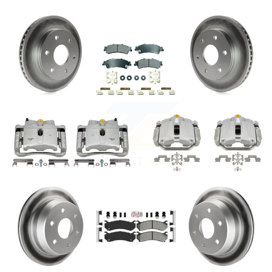 Front Rear Brake Caliper Coat Rotors Semi-Metallic Pad Kit (10Pc) For Chevrolet GMC 1500 KCG-102303N