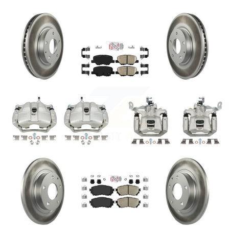 Front Rear Disc Brake Caliper Coated Rotors And Ceramic Pads Kit (10Pc) For Mazda 6 KCG-102310N