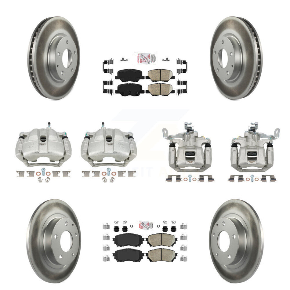 Front Rear Disc Brake Caliper Coated Rotors And Ceramic Pads Kit (10Pc) For Mazda 6 KCG-102310N