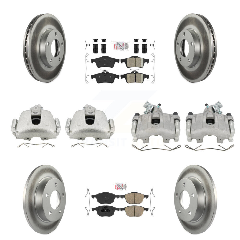 Front Rear Disc Brake Caliper Coated Rotors And Ceramic Pad Kit (10Pc) For Mazda 3 Sport KCG-102322N