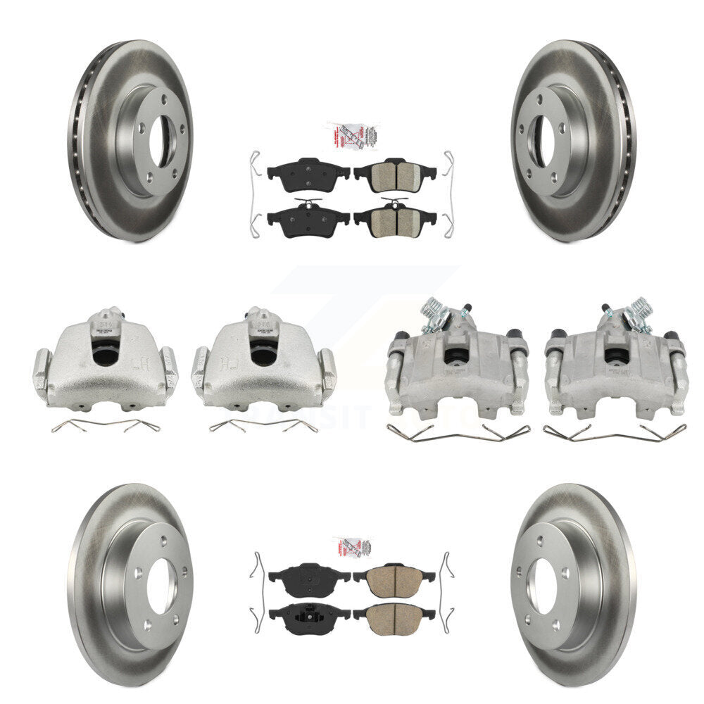 Front Rear Disc Brake Caliper Coated Rotors And Ceramic Pad Kit (10Pc) For Mazda 3 Sport KCG-102325N