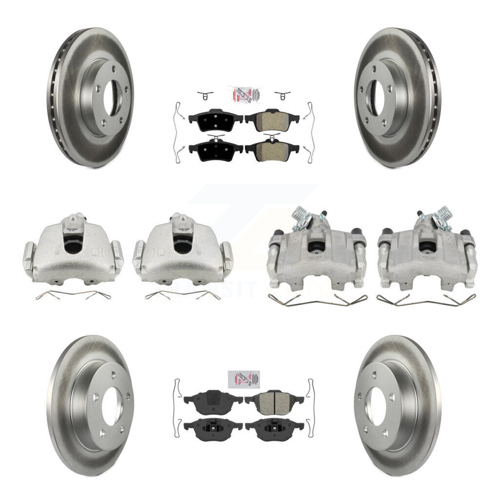 Front Rear Disc Brake Caliper Coat Rotors Semi-Metallic Pad Kit (10Pc) For Mazda 3 Sport KCG-102329N