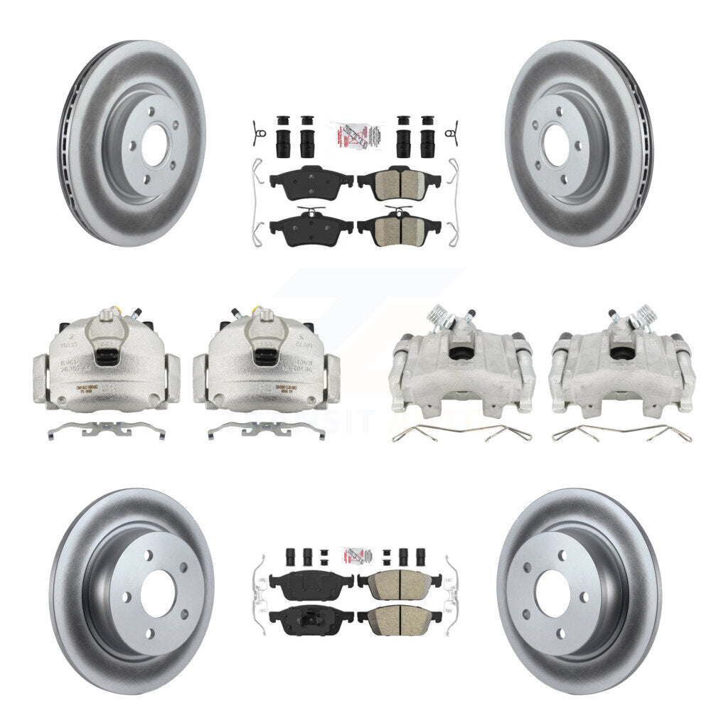Front Rear Disc Brake Caliper Coated Rotors And Ceramic Pads Kit (10Pc) For Ford Escape KCG-102333N
