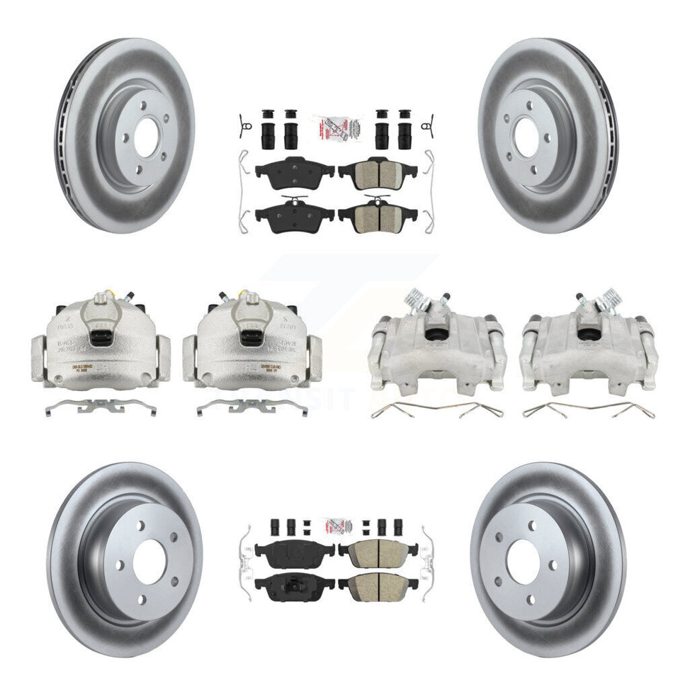 Front Rear Disc Brake Caliper Coated Rotors And Ceramic Pads Kit (10Pc) For Ford Escape KCG-102333N