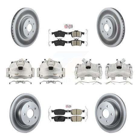 Front Rear Disc Brake Caliper Coated Rotors And Ceramic Pads Kit (10Pc) For Ford Escape KCG-102337N