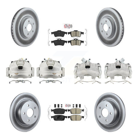 Front Rear Disc Brake Caliper Coated Rotors And Ceramic Pads Kit (10Pc) For Ford Escape KCG-102338N