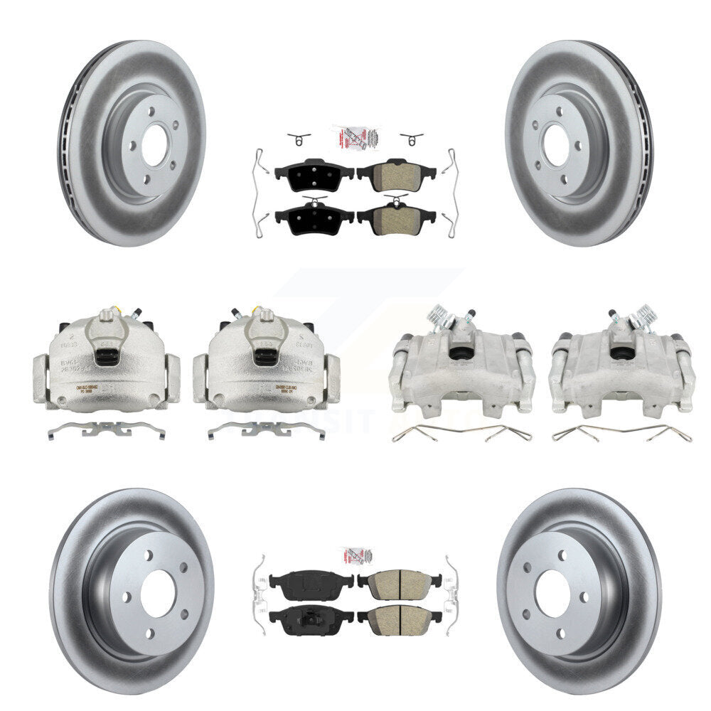 Front Rear Disc Brake Caliper Coat Rotors And Ameribrakes Pad Kit (10Pc) For Ford Escape KCG-102342N