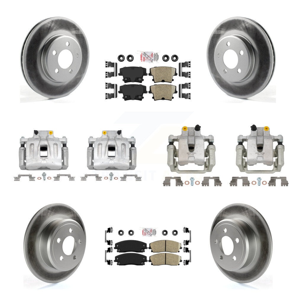 Front Rear Disc Brake Caliper Coat Rotor & Ceramic Pad Kit (10Pc) For Chrysler 300 Dodge KCG-102358N