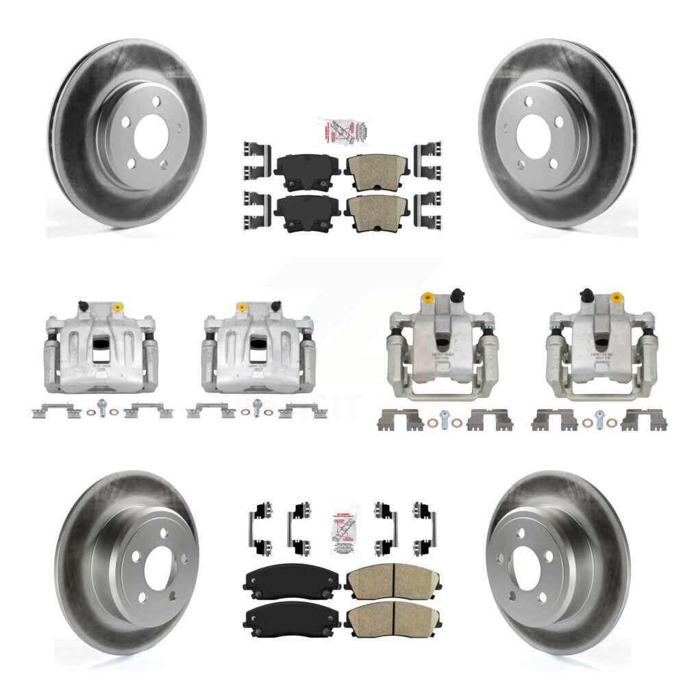 Front Rear Disc Brake Caliper Coat Rotor & Ceramic Pad Kit (10Pc) For Chrysler 300 Dodge KCG-102361N