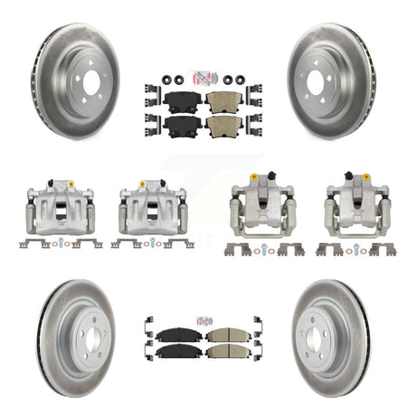 Front Rear Brake Caliper Coat Rotor & Ceramic Pad Kit (10Pc) For 2011 Dodge Charger 3.6L KCG-102370N