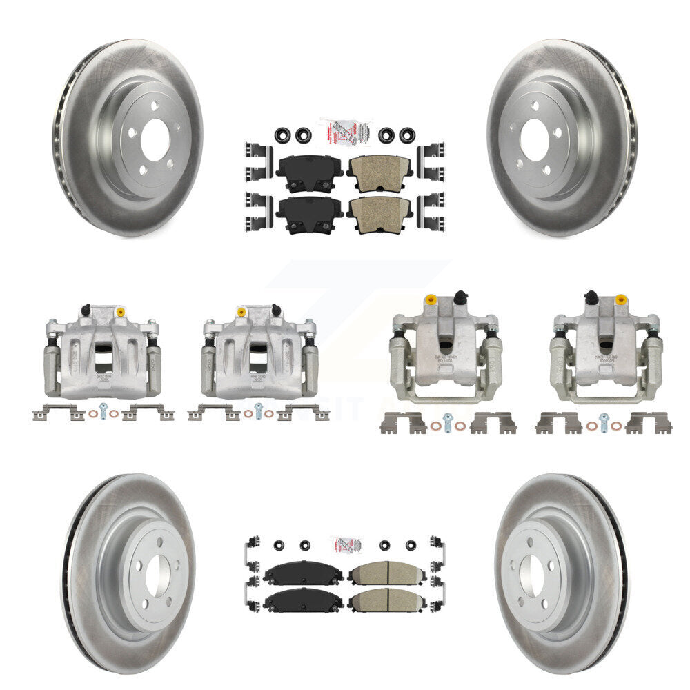 Front Rear Brake Caliper Coat Rotor & Ceramic Pad Kit (10Pc) For 2011 Dodge Charger 3.6L KCG-102371N