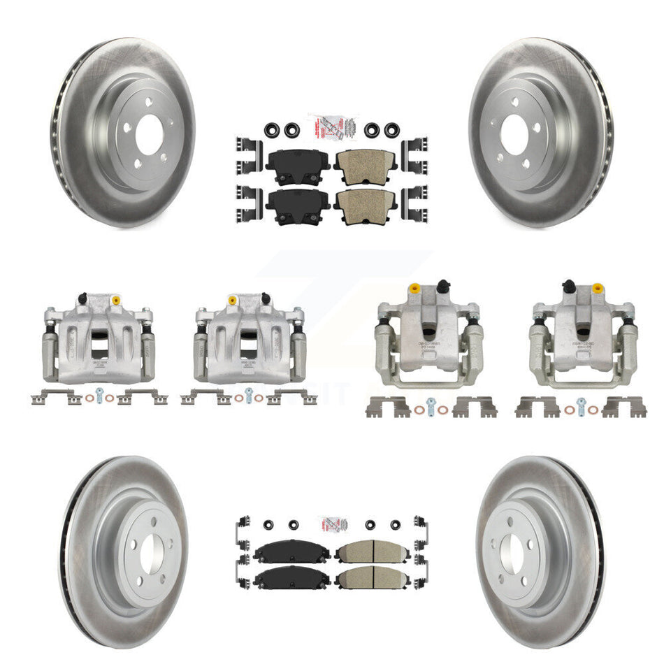 Front Rear Brake Caliper Coat Rotor & Ceramic Pad Kit (10Pc) For 2011 Dodge Charger 3.6L KCG-102371N