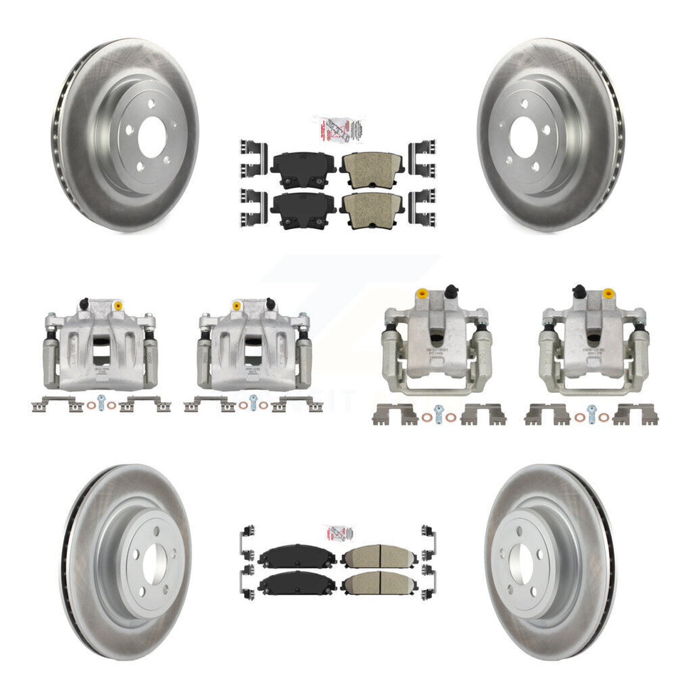 Front Rear Brake Caliper Coat Rotor & Ceramic Pad Kit (10Pc) For 2011 Dodge Charger 3.6L KCG-102372N