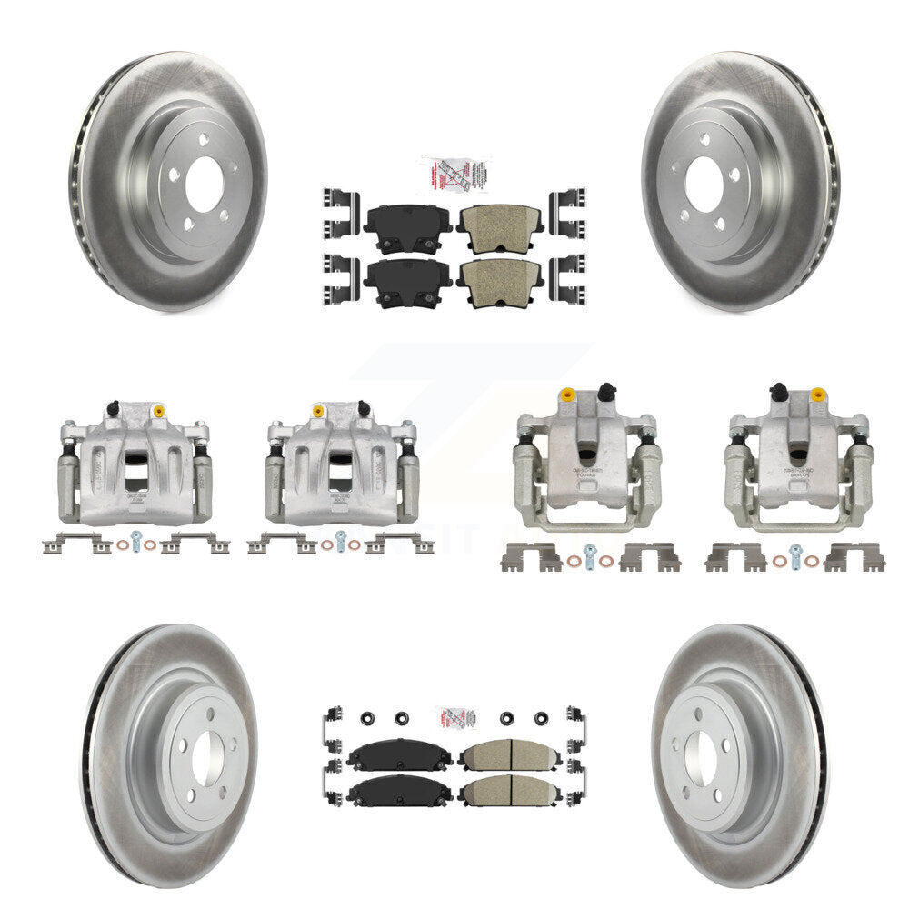 Front Rear Brake Caliper Coat Rotor & Ceramic Pad Kit (10Pc) For 2011 Dodge Charger 3.6L KCG-102373N