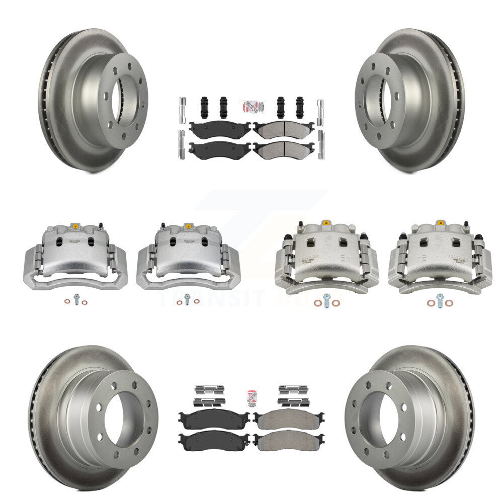 Front Rear Disc Brake Caliper Coat Rotor Semi-Metallic Pad Kit (10Pc) For Dodge Ram 3500 KCG-102374N