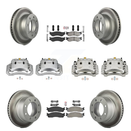 Front Rear Disc Brake Caliper Coat Rotor Semi-Metallic Pad Kit (10Pc) For Dodge Ram 3500 KCG-102374N