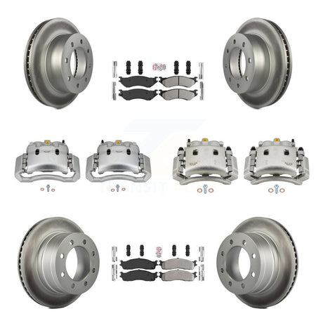 Front Rear Disc Brake Caliper Coat Rotor Semi-Metallic Pad Kit (10Pc) For Dodge Ram 3500 KCG-102375N