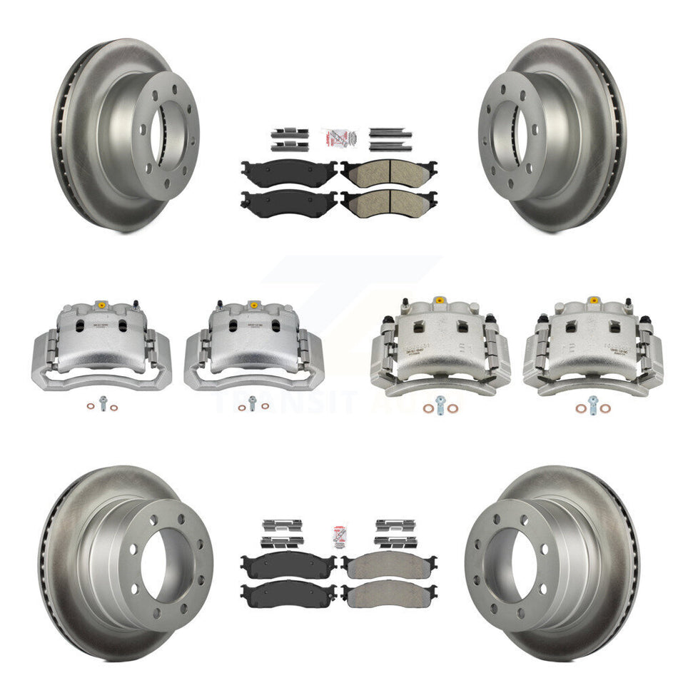 Front Rear Disc Brake Caliper Coat Rotor Semi-Metallic Pad Kit (10Pc) For Dodge Ram 3500 KCG-102376N