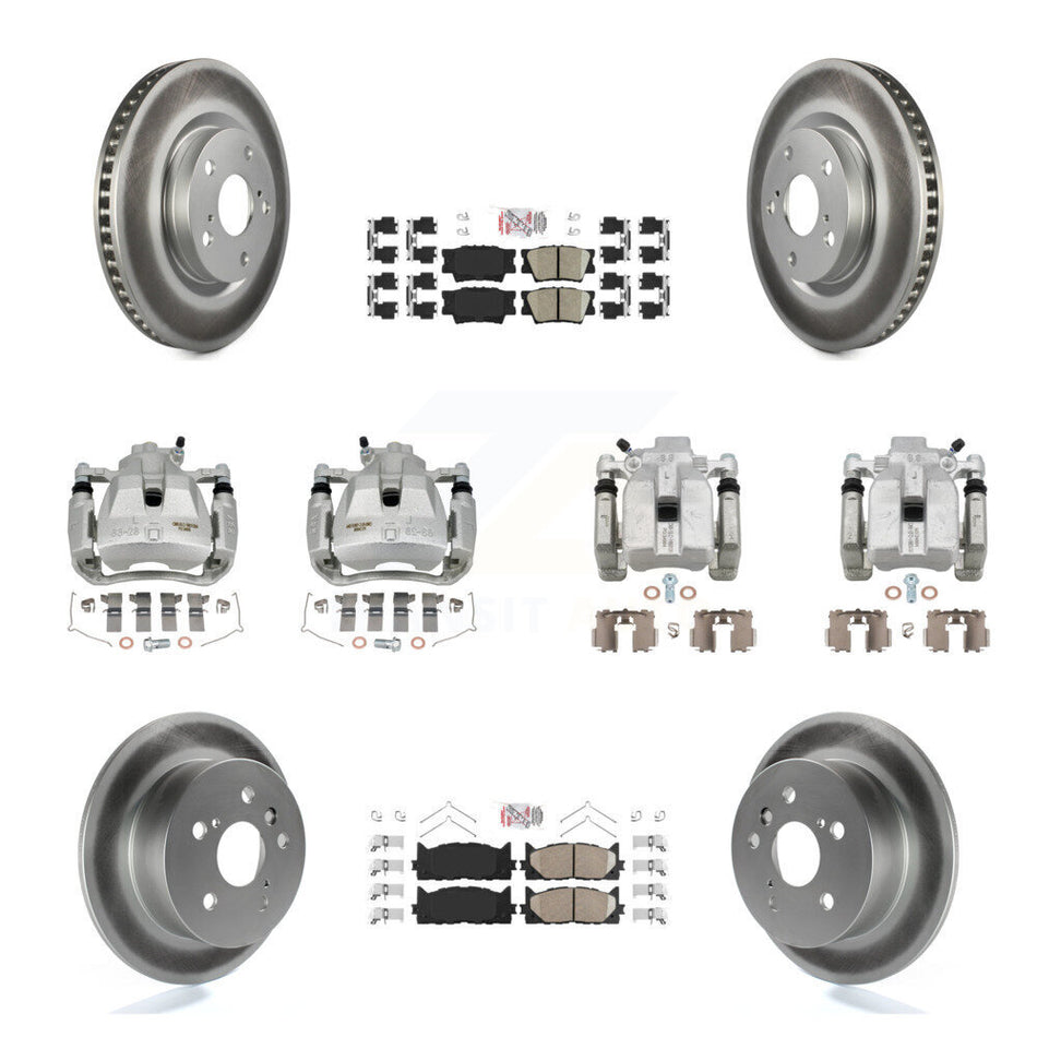 Front Rear Brake Caliper Coat Rotors Ceramic Pad Kit (10Pc) For Toyota Camry Lexus ES350 KCG-102381N