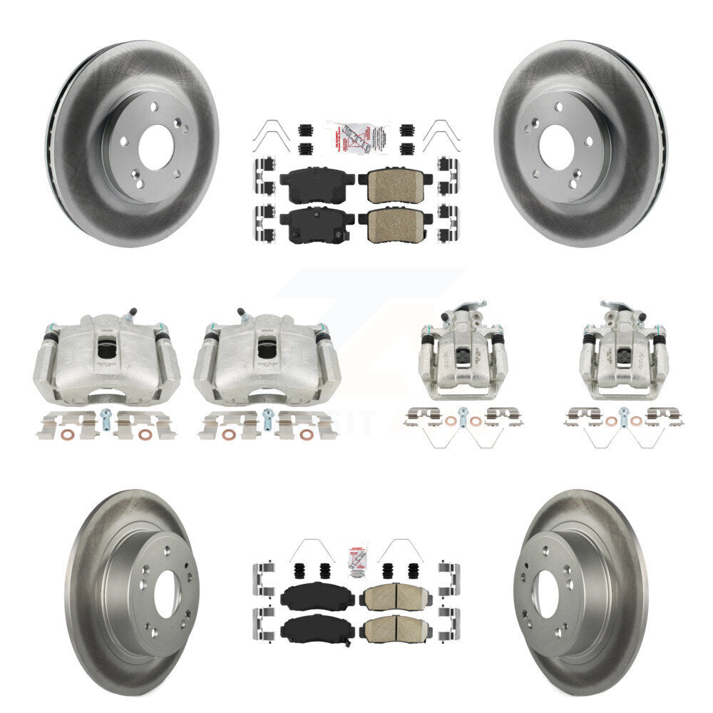 Front Rear Brake Caliper Coat Rotors & Ceramic Pad Kit (10Pc) For Honda Accord Acura TSX KCG-102388N