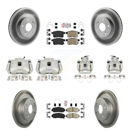 Front Rear Brake Caliper Coat Rotors & Ceramic Pad Kit (10Pc) For Honda Accord Acura TSX KCG-102388N