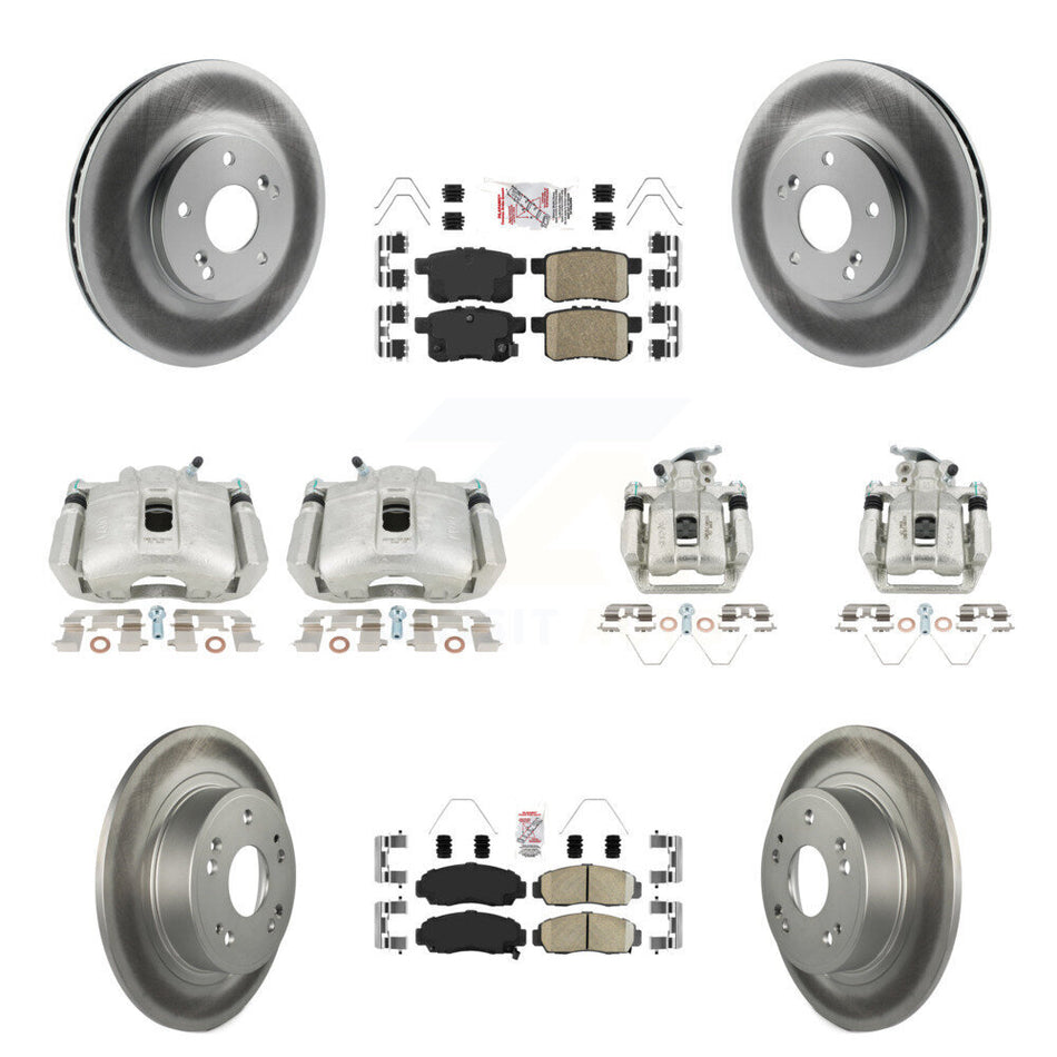 Front Rear Brake Caliper Coat Rotors & Ceramic Pad Kit (10Pc) For Honda Accord Acura TSX KCG-102388N