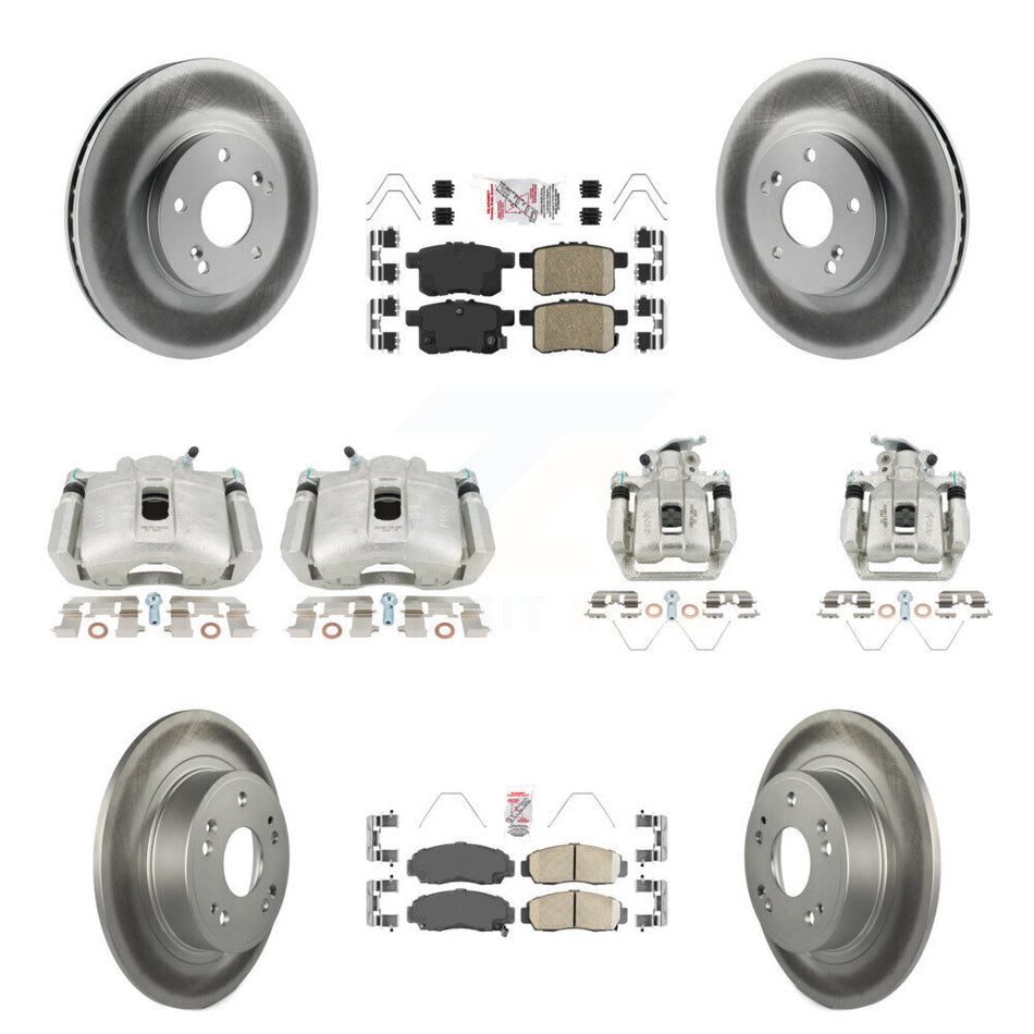 Front Rear Brake Caliper Coat Rotors & Ceramic Pad Kit (10Pc) For Honda Accord Acura TSX KCG-102389N