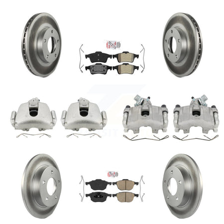 Front Rear Brake Caliper Coat Rotor And Ameribrakes Pad Kit (10Pc) For 2005 Mazda 3 2.0L KCG-102391N