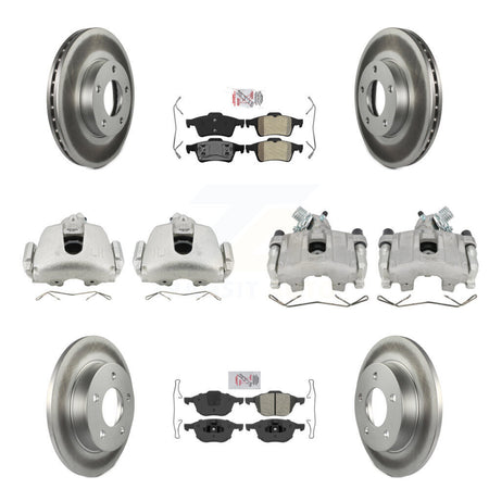Front Rear Brake Caliper Coat Rotor & Semi-Metallic Pad Kit (10Pc) For 2005 Mazda 3 2.0L KCG-102392N