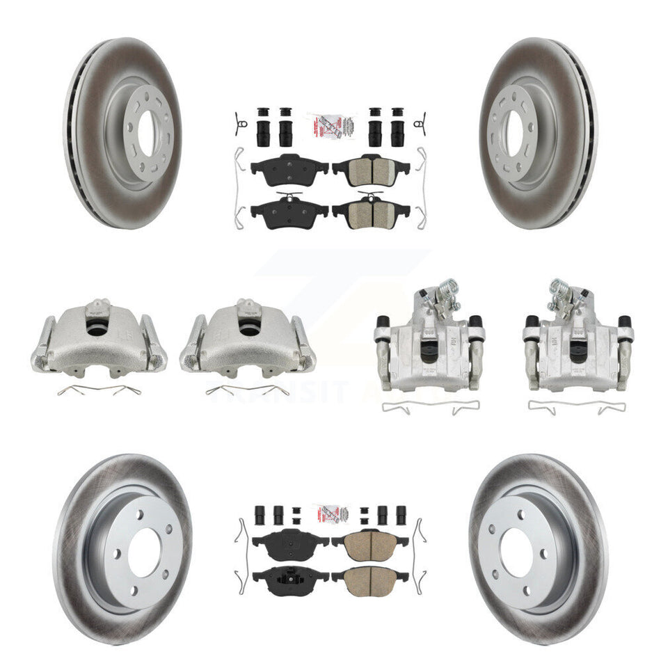 Front Rear Disc Brake Caliper Coated Rotors And Ceramic Pad Kit (10Pc) For Mazda 3 Sport KCG-102393N