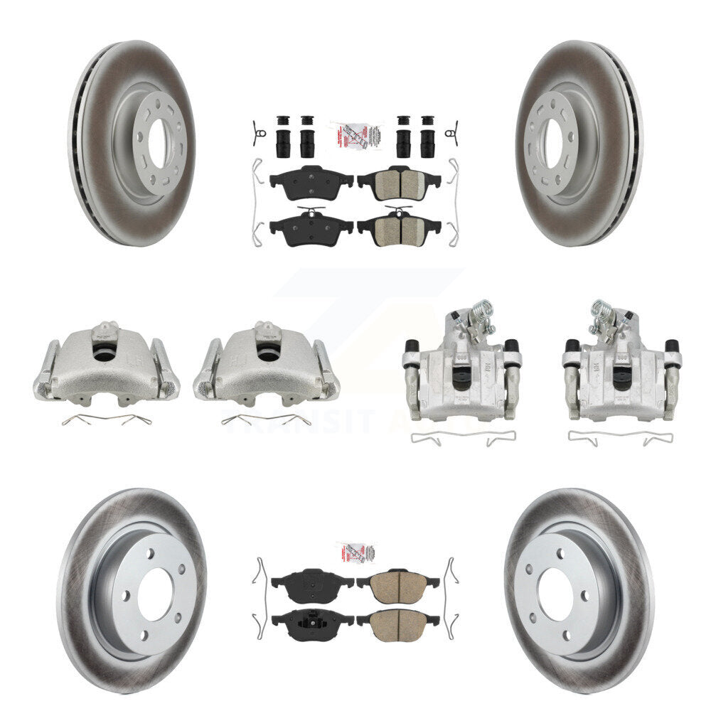 Front Rear Disc Brake Caliper Coated Rotors And Ceramic Pad Kit (10Pc) For Mazda 3 Sport KCG-102394N
