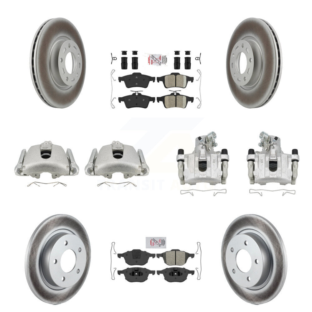 Front Rear Disc Brake Caliper Coat Rotors & Ameribrakes Pad Kit (10Pc) For Mazda 3 Sport KCG-102395N