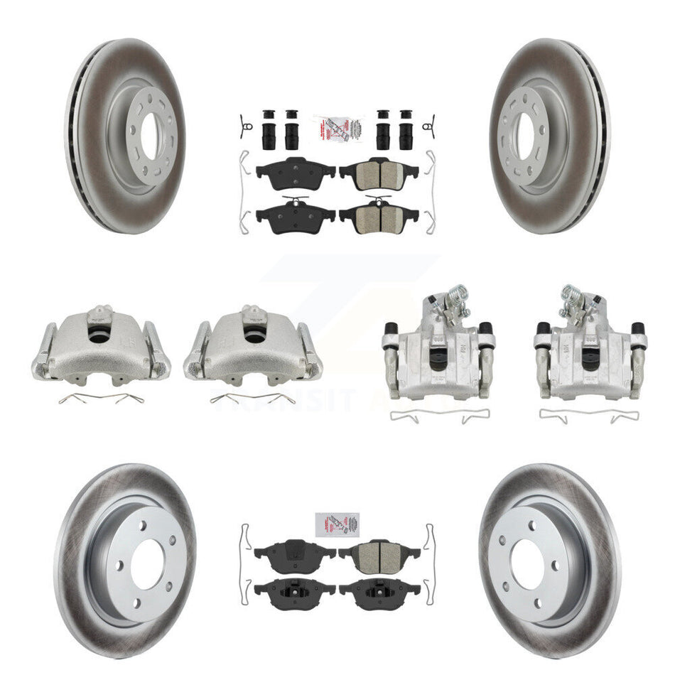 Front Rear Disc Brake Caliper Coat Rotors & Ameribrakes Pad Kit (10Pc) For Mazda 3 Sport KCG-102395N