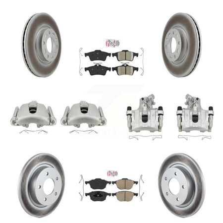 Front Rear Disc Brake Caliper Coated Rotors And Ceramic Pad Kit (10Pc) For Mazda 3 Sport KCG-102397N