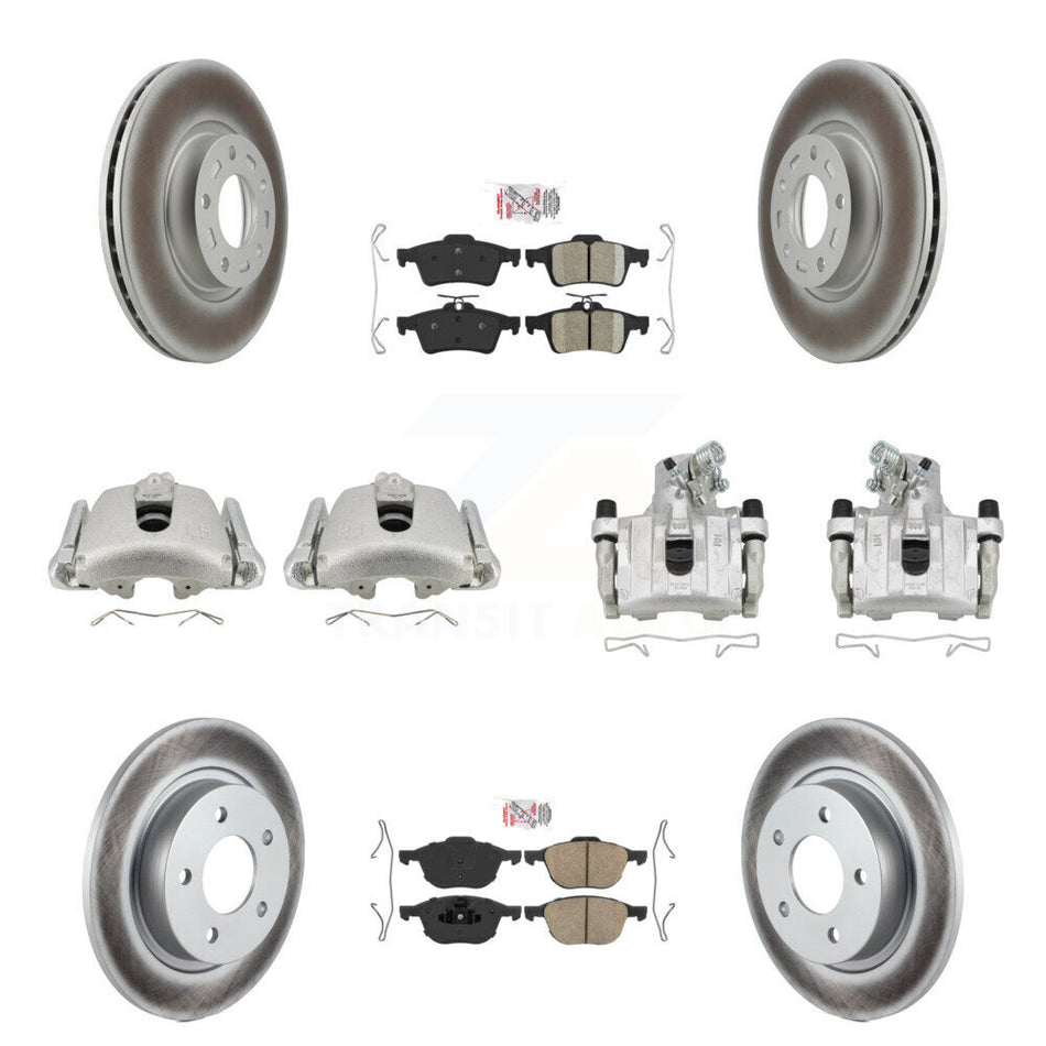 Front Rear Disc Brake Caliper Coated Rotors And Ceramic Pad Kit (10Pc) For Mazda 3 Sport KCG-102397N