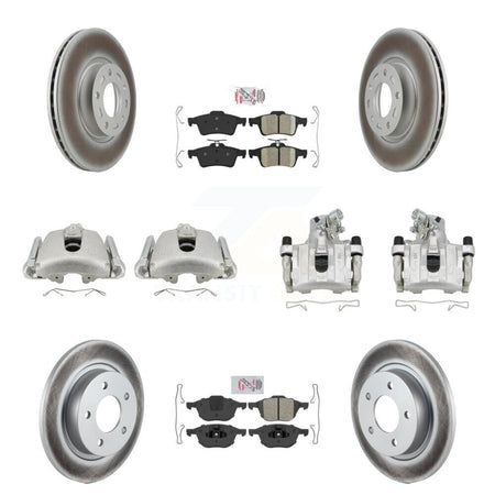 Front Rear Disc Brake Caliper Coat Rotors & Ameribrakes Pad Kit (10Pc) For Mazda 3 Sport KCG-102398N